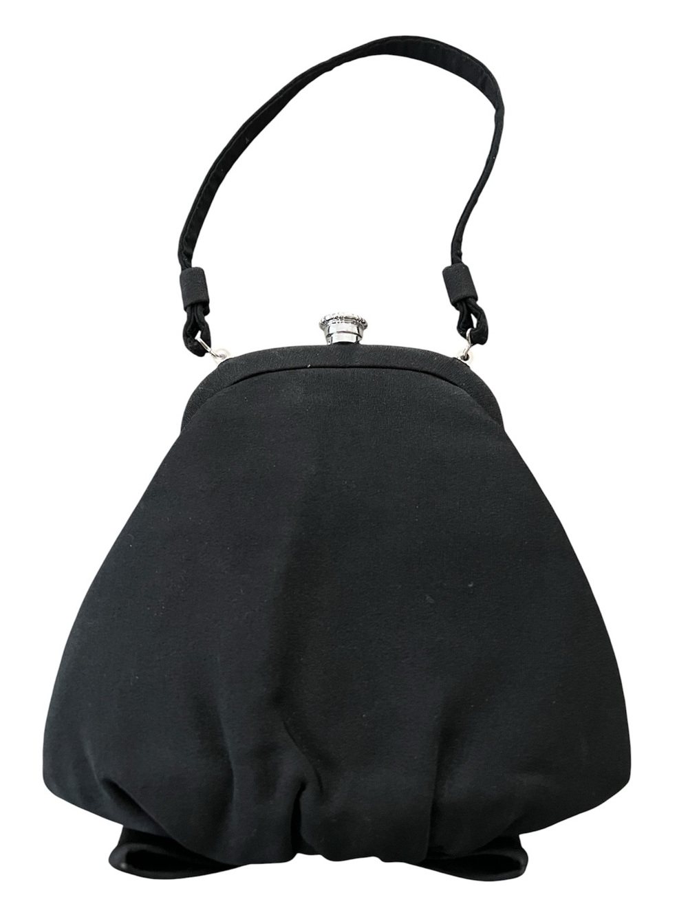 Vintage Classic Black Evening Satchel Bow Handbag with Snap Closure